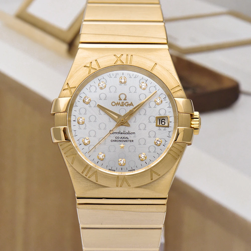 99新 Omega/欧米茄 泽泰/星座123.50.35.20.52.004/18k黄金原钻表