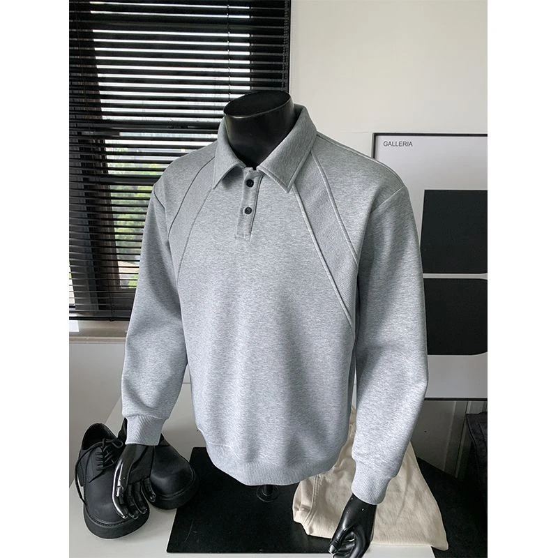 秋季新款曼巴棉重磅休闲卫衣男生美式潮牌舒适宽松百搭翻领上衣服