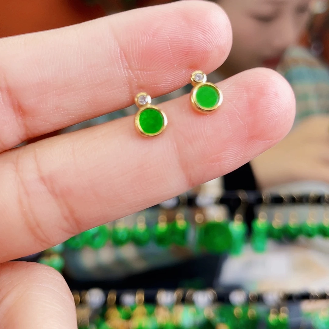 翡翠银S925镶嵌耳饰