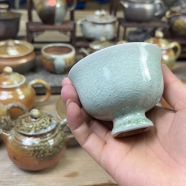 玉画高足杯  柴烧清仓福利