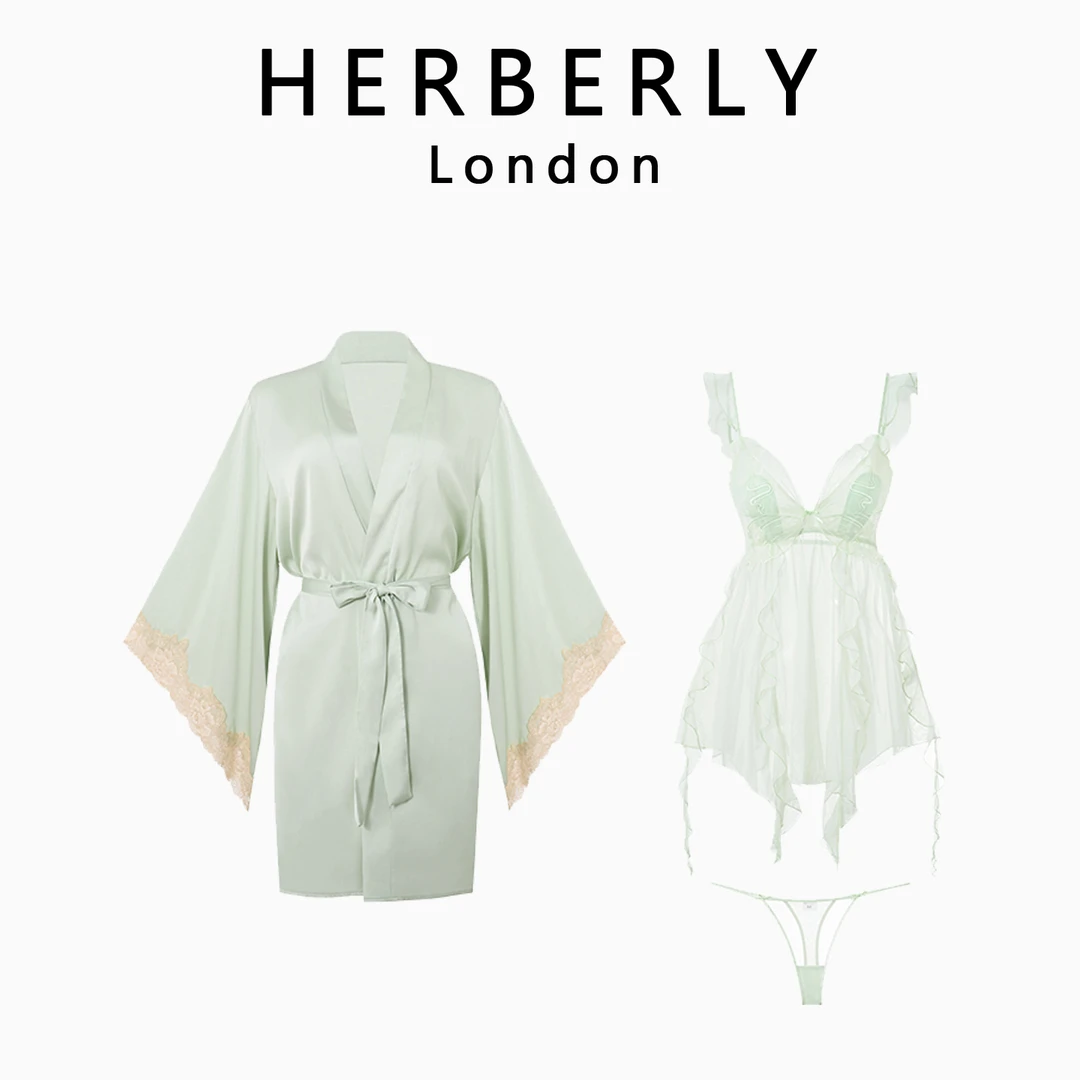 英国 HERBERLY 田园少女风仙气飘飘裙小胸带胸垫纯欲网纱吊带睡裙