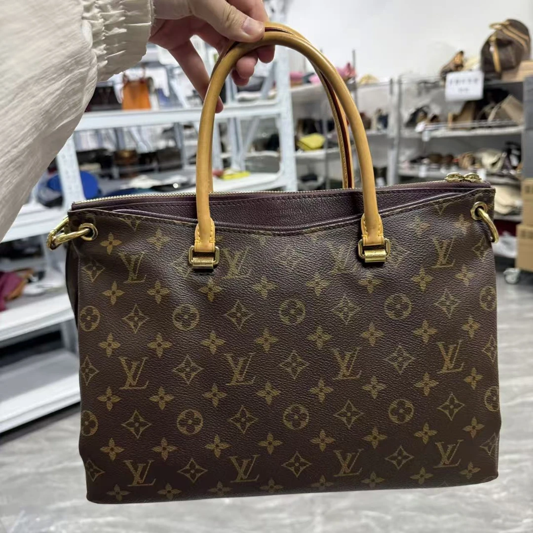 95新 LouisVuitton/路易威登 【安则专属】老花拼紫中号传奇托特包