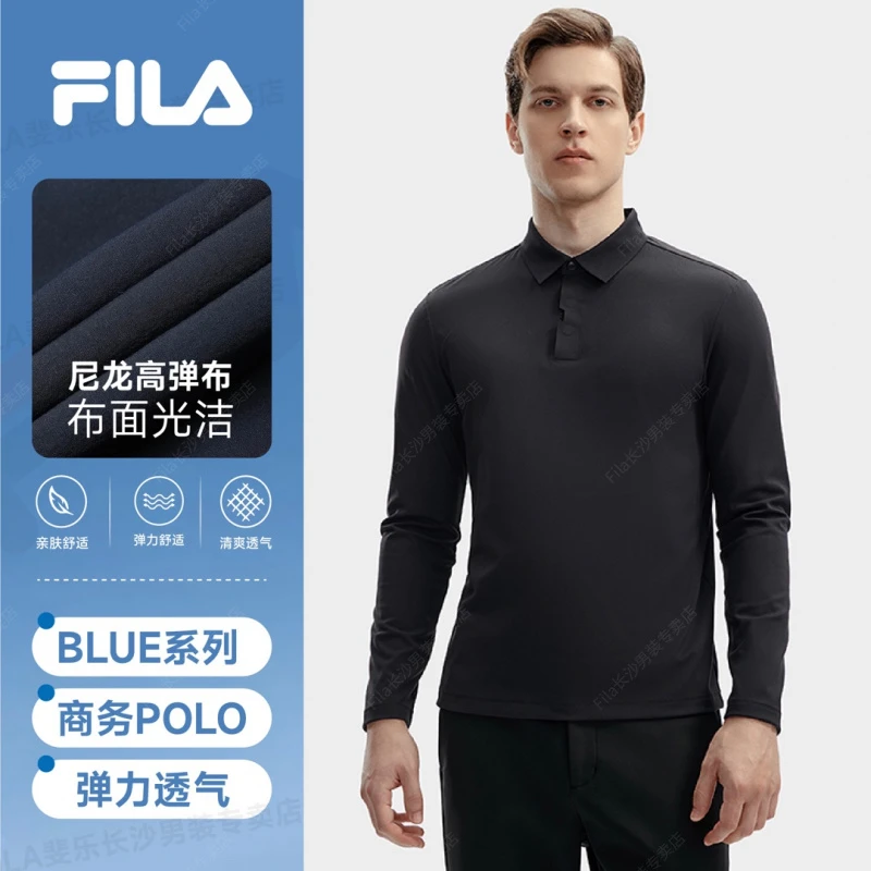 Fila斐乐男士【BLUE尼龙高弹面料商务polo衫】春季长袖F11M412210F