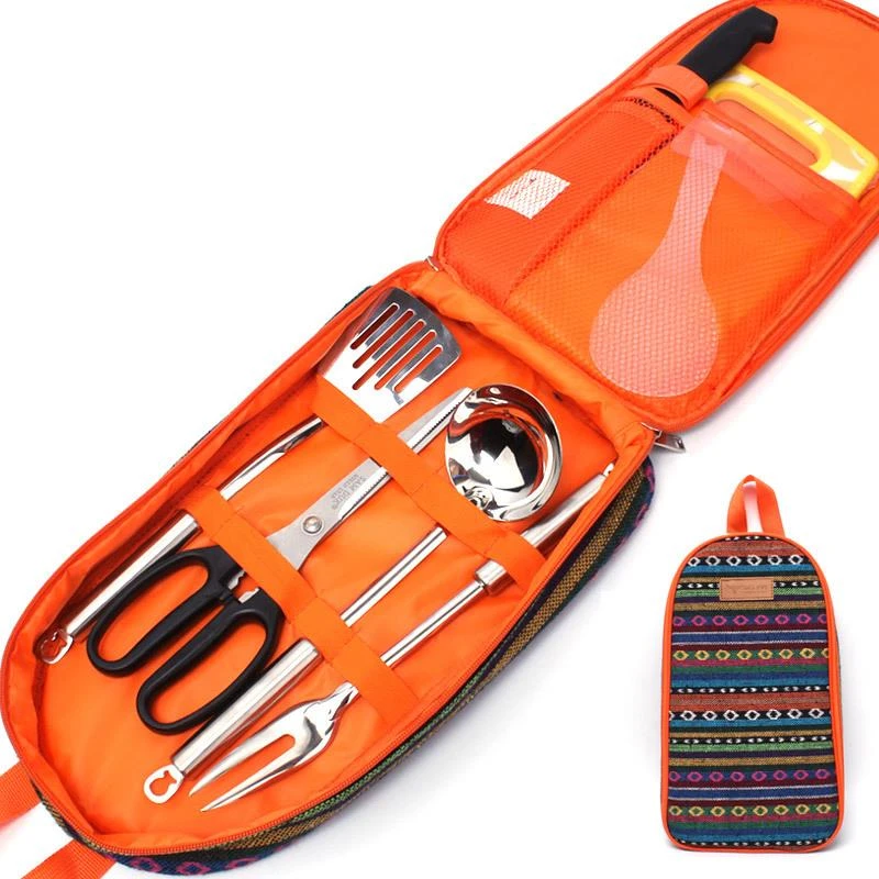 CLS户外炊具套装露营便携厨房8件套自驾游野户外野餐厨具套装盘子