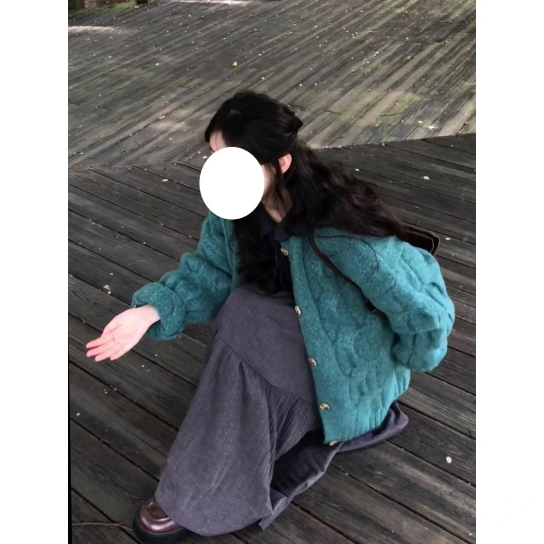 MARIE.COCO秋冬慵懒宽松麻花针织开衫外套内搭修身半身裙三件套