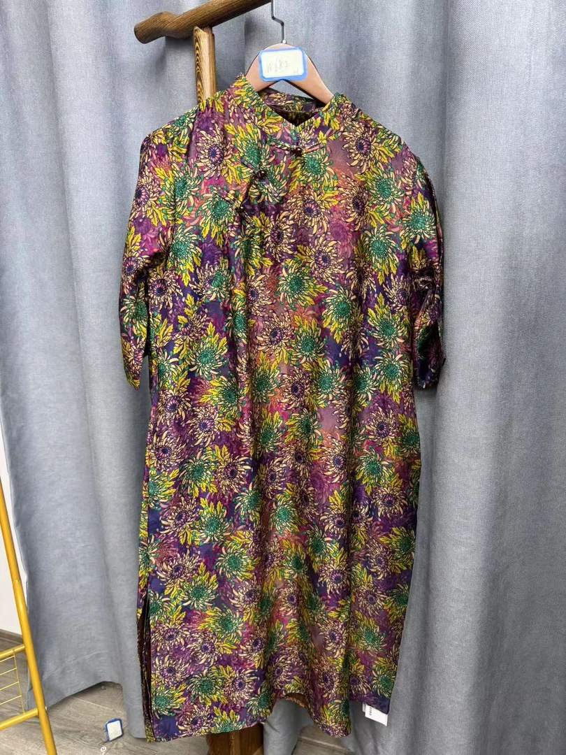 （瑕疵）夏季新款休闲百搭宽松气质香云纱连衣裙女w682