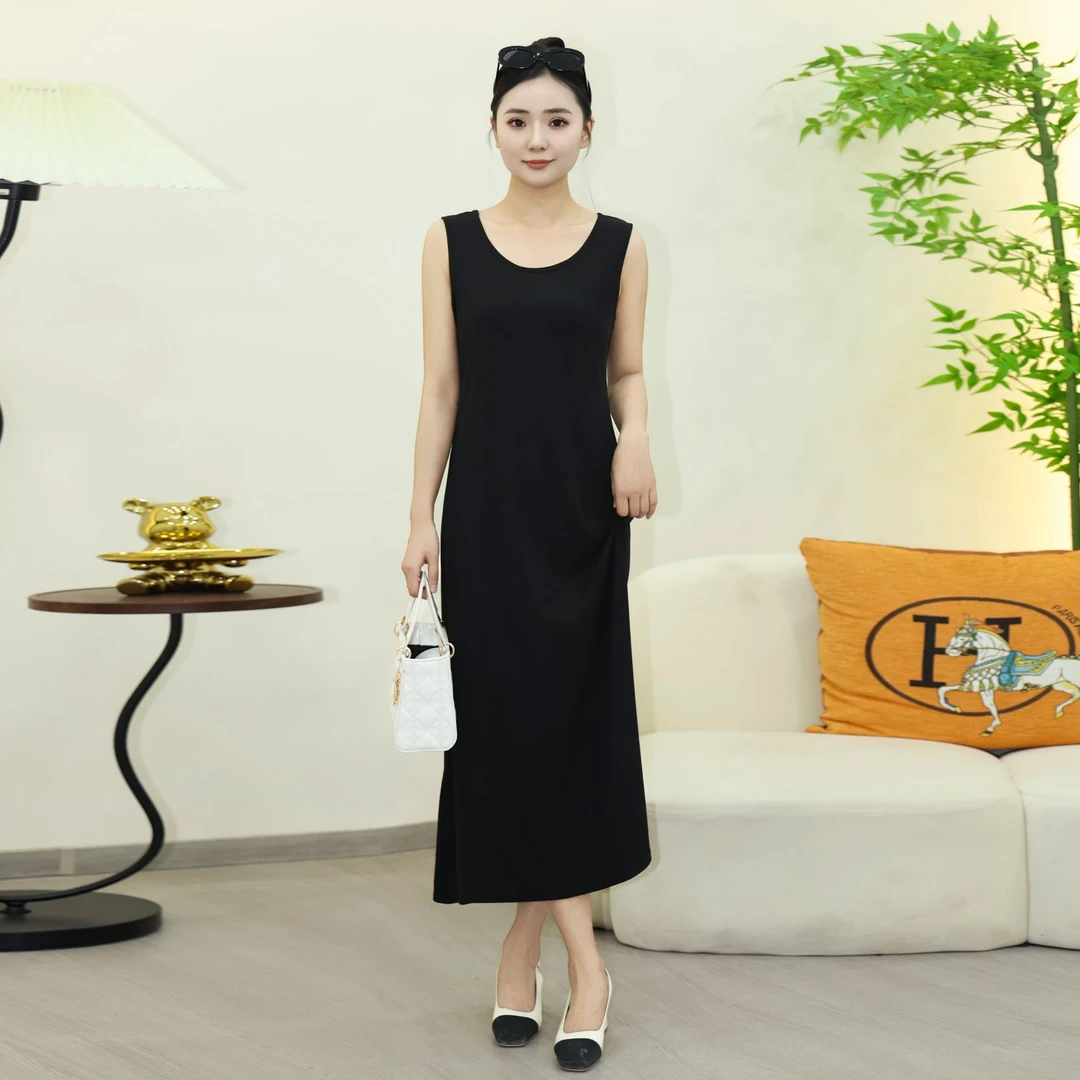 【正品】百搭时尚新款垂感长款女士高级感显瘦连衣背心裙-70203款