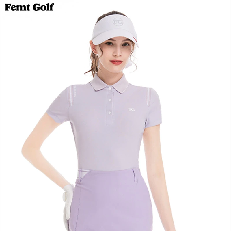 Femt Golf/Femt Golf女性高尔夫短袖翻领T恤透气速干修身运动上衣