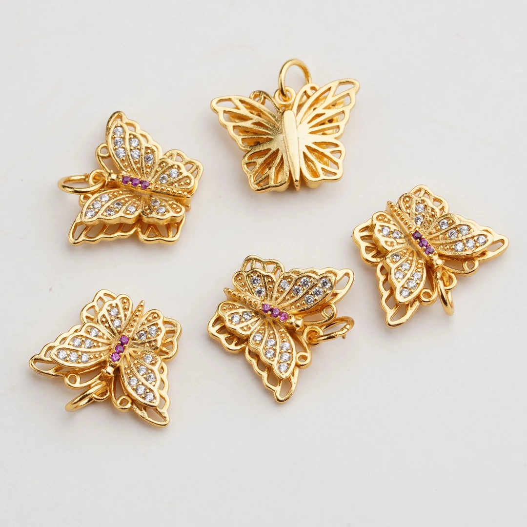 925银银制品 蝴蝶吊坠提溜*幽梦生蝶DIY配饰[15*10.7m]