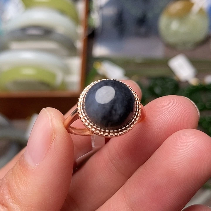 和田玉银S925镶嵌戒指