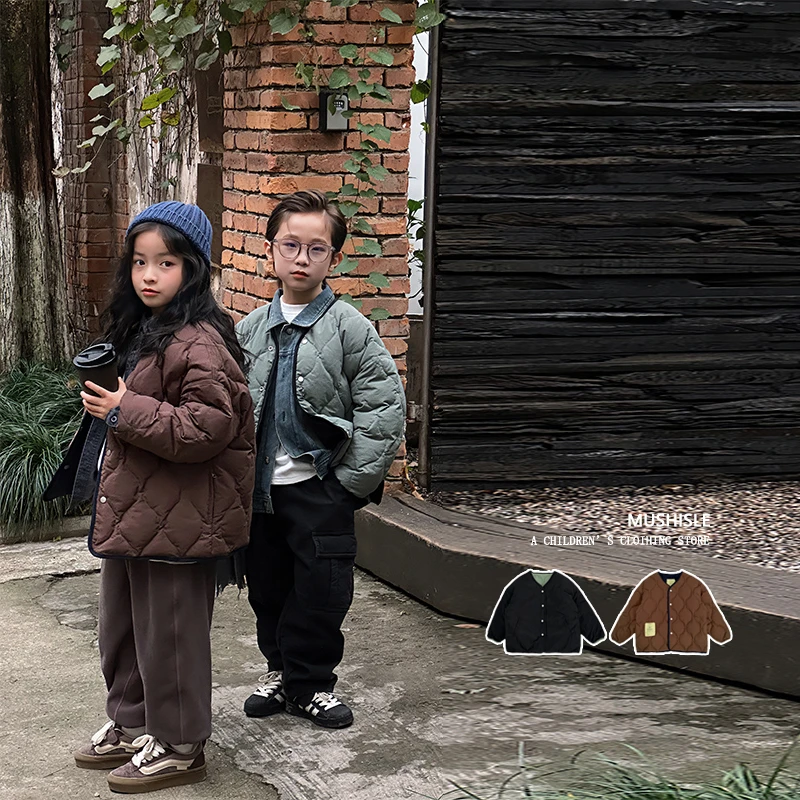 阿又冬季男童纯色两面穿儿童宽松白鸭绒羽绒服83256D