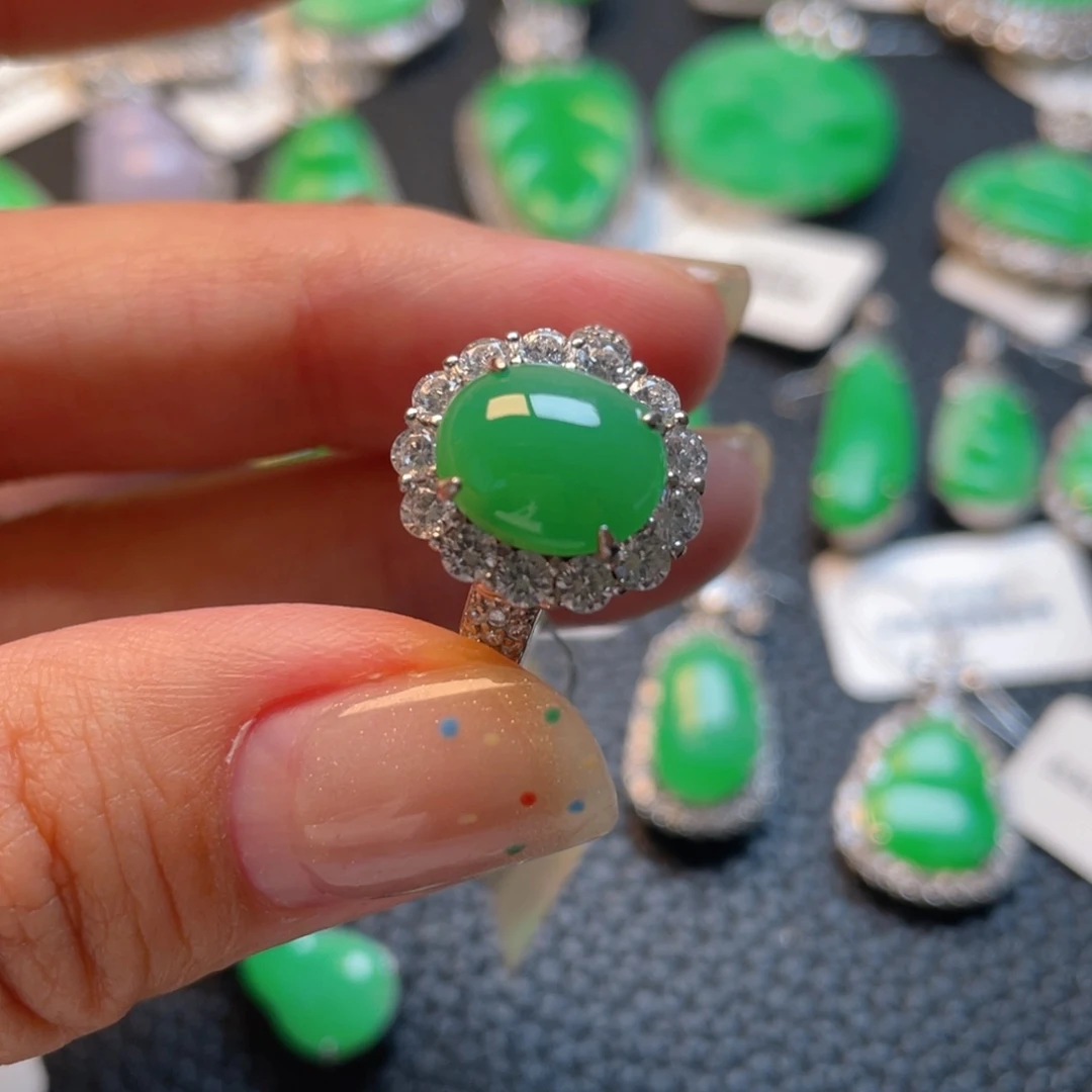 翡翠银S925镶嵌吊坠(不含链)戒指