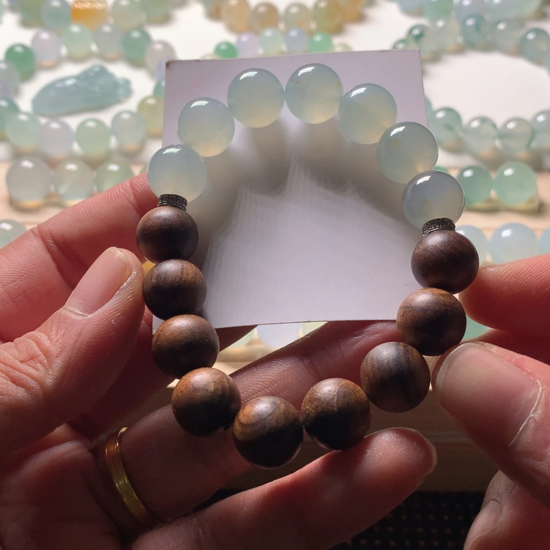 翡翠未镶嵌手链天然翡翠卡12手串