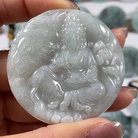 翡翠颈饰未镶嵌文殊菩萨福利