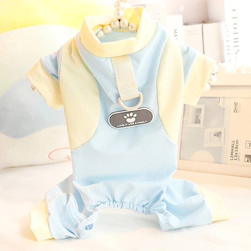 狗狗衣服春夏装薄款四腿冰丝网眼居家服可牵引小型泰迪宠物6774