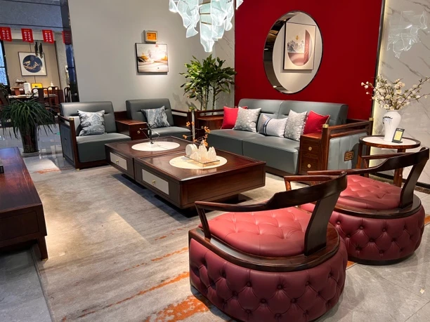 新中式客厅乌金木沙发家具订金