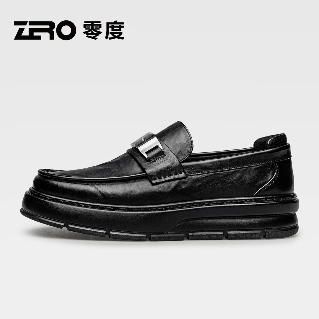ZRO零度2025秋冬新款正装商务真皮皮鞋男士时尚厚底增高乐福鞋男