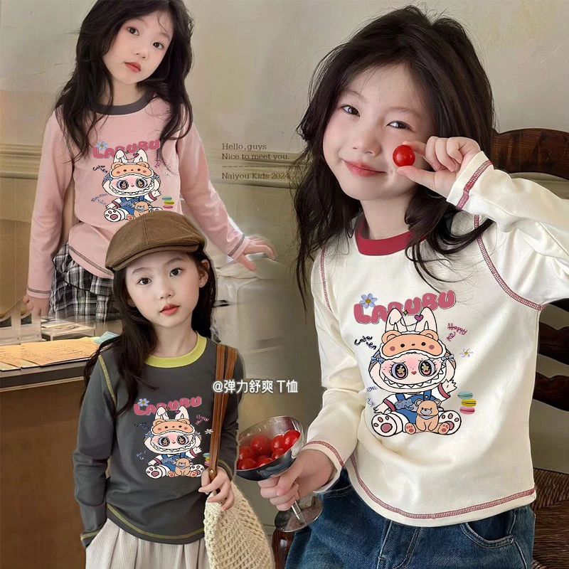 女童春秋季新款纯棉长袖T恤中大童宝宝卡通拉布布上衣百搭打底衫t