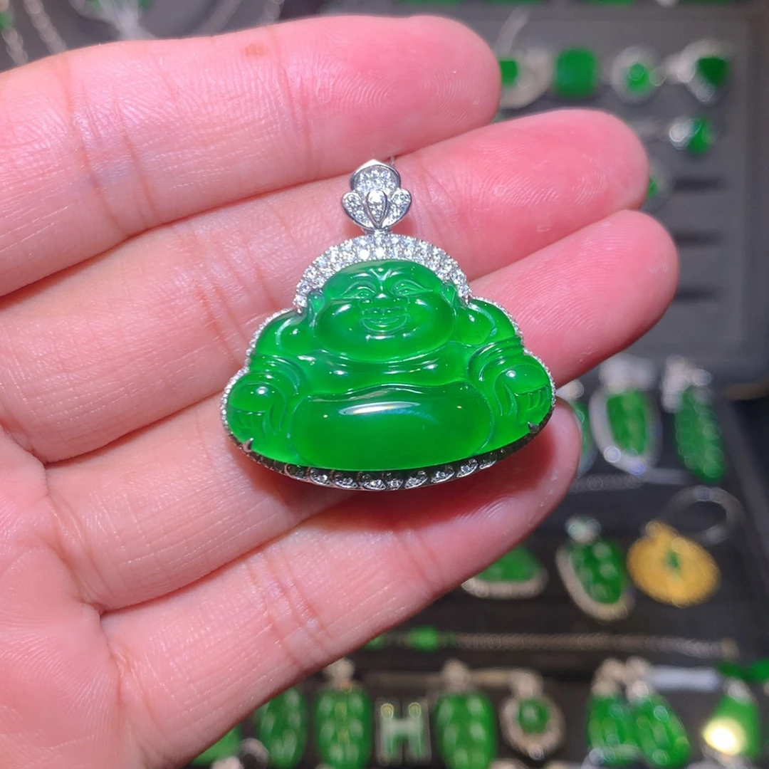 吊坠(不含链)9K金镶嵌翡翠天然翡翠