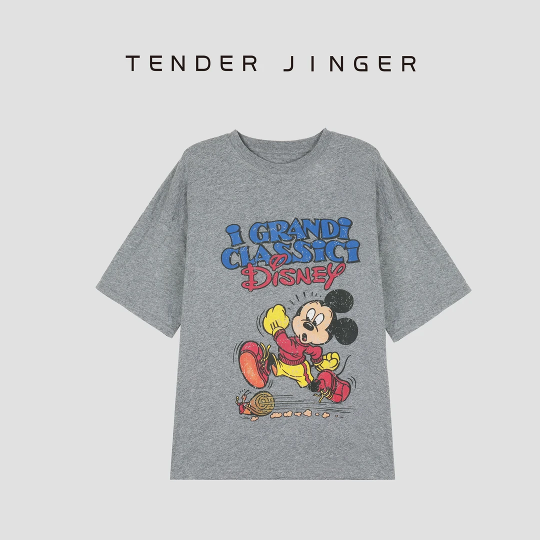 Tender Jinger做旧卡通印花宽松减龄短袖T52YGG81204