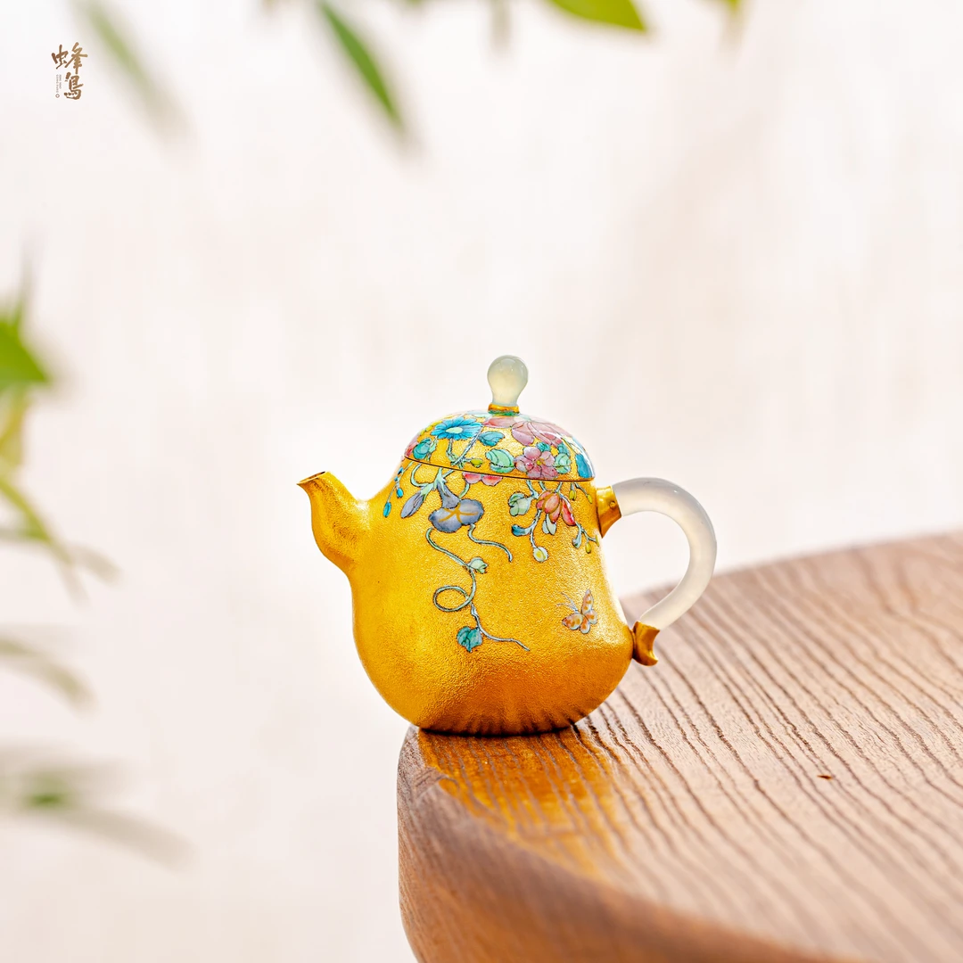 蜂鸟工坊 名匠优选镀金彩绘花蝴蝶小壶 MJYXA3089
