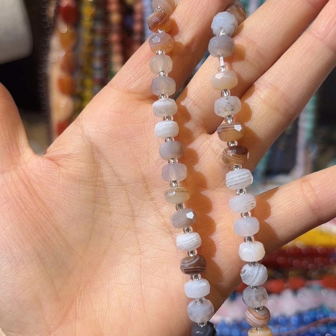 玛瑙/玉髓未镶嵌珠宝半成品波斯湾玛瑙车轮卡6-8一条