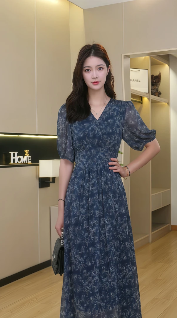 【花边烂漫】2025夏季新款碎花法式气质显瘦高级感中长款连衣裙