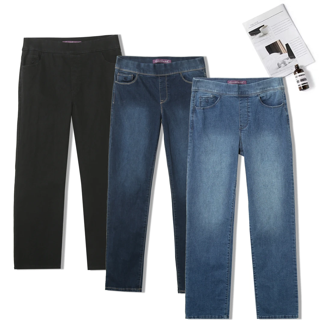 舒适弹性时尚复古做旧水洗牛仔裤宽松女春秋1F561(微瑕；不分裤长)