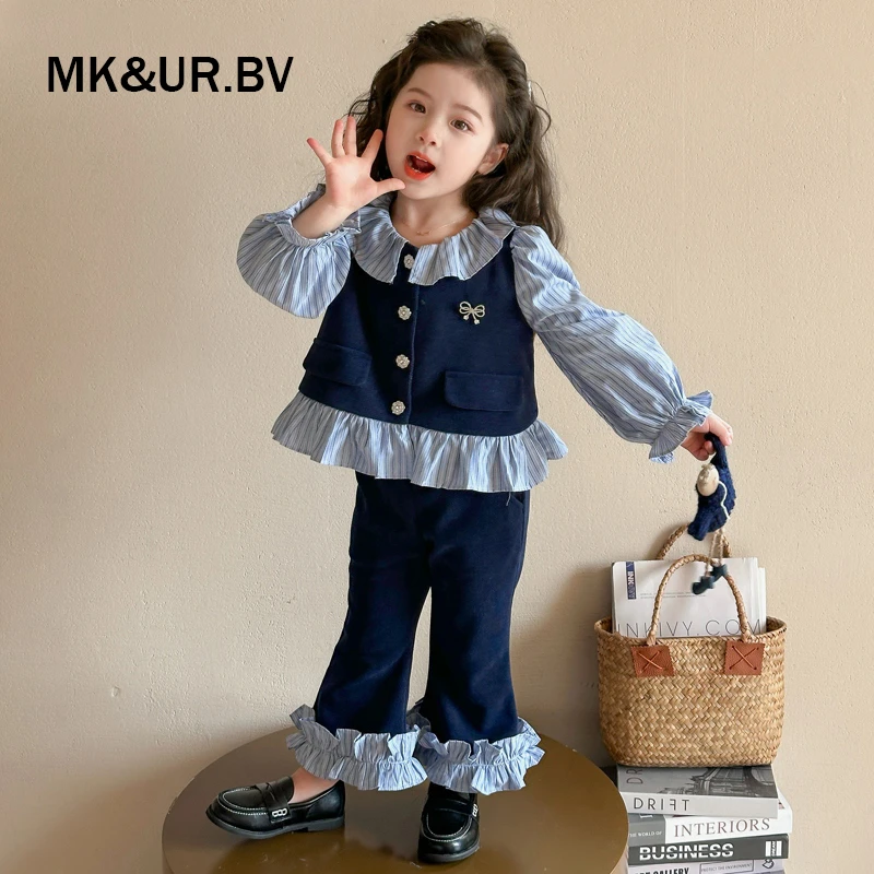 MK&UR.BV女童秋装2025年款儿童衣服洋气时髦牛仔休闲宝宝潮酷穿搭