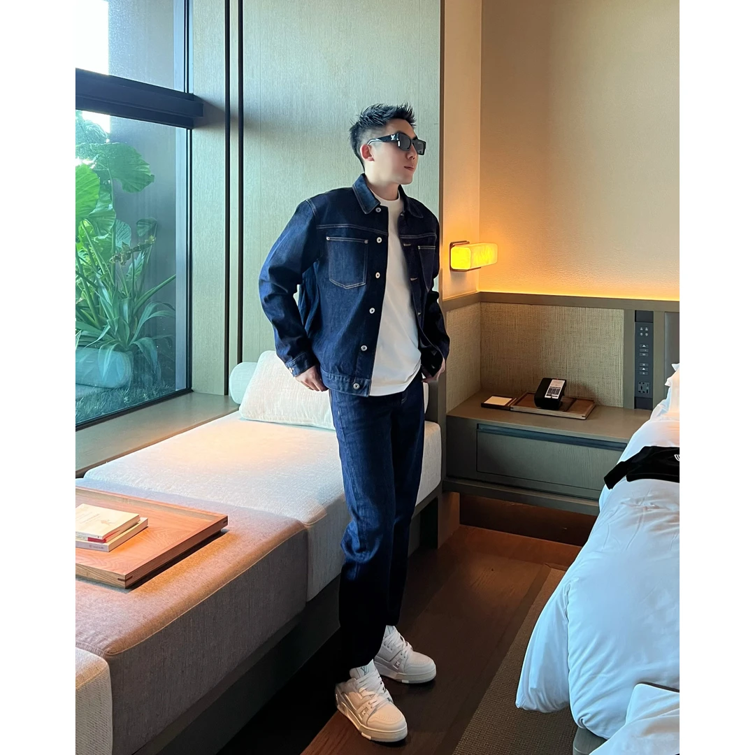 【牛仔套装】秋季原浆防褪色弹力牛仔裤情侣夹克外套装WMG9780