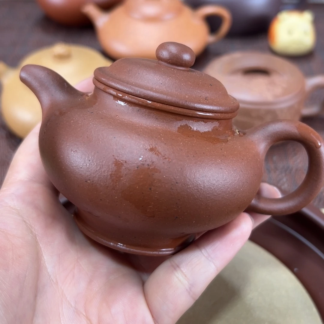 紫砂茶壶老红泥掇只
