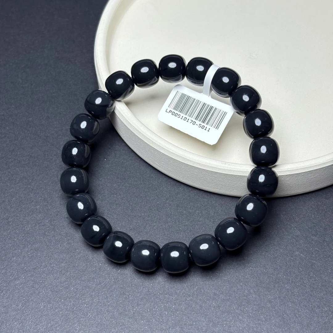 【吉玉0170-5011】和田玉墨玉手串9x10mm