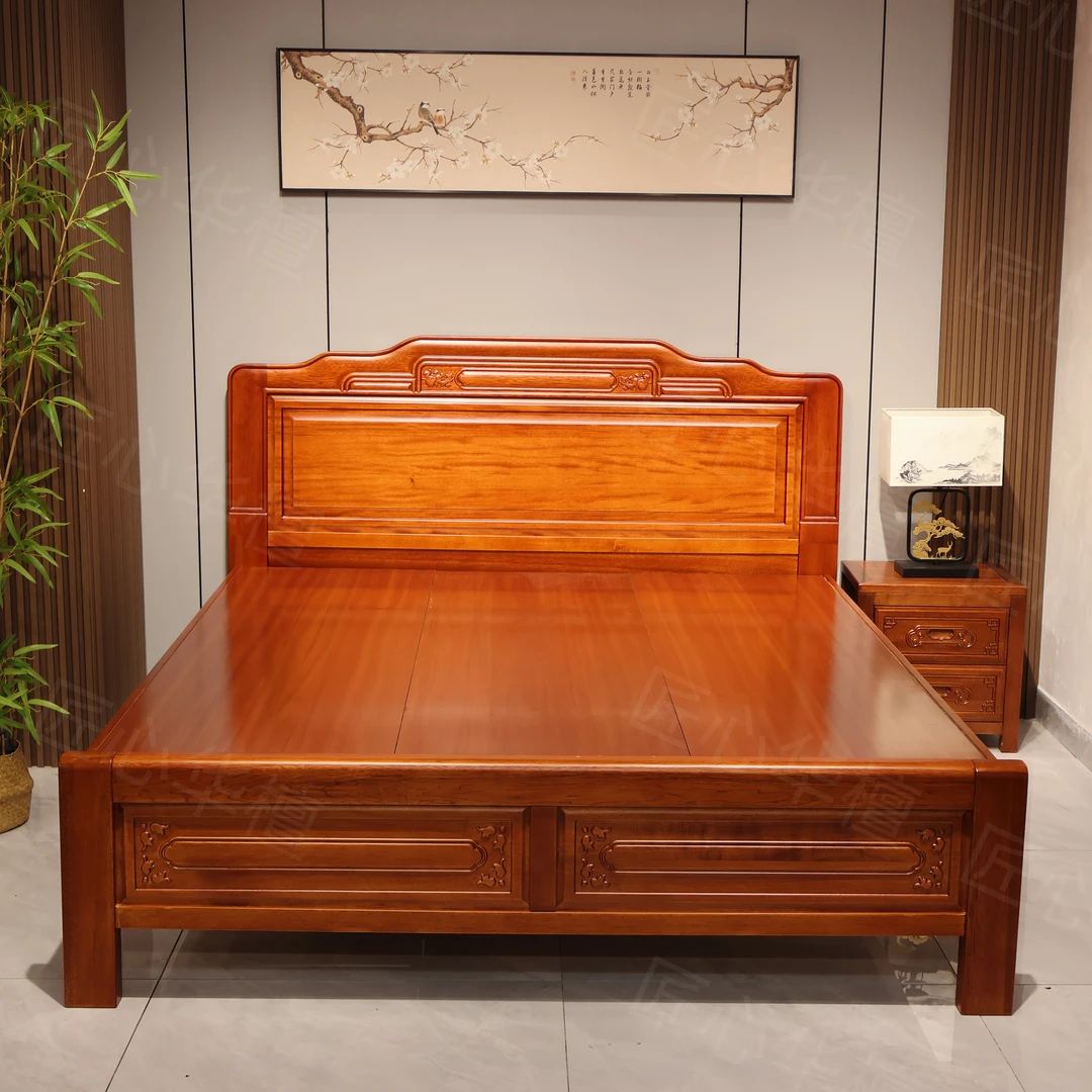[匠心华檀]黄金梨木明清古典全实木榫卯主卧双人床雕花小脚22-0Y