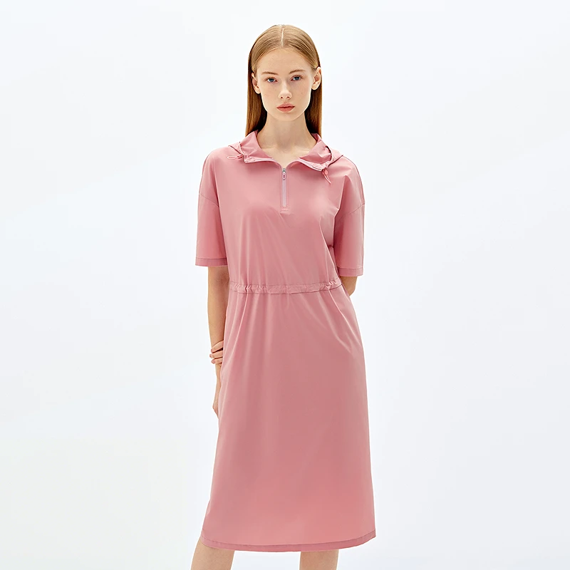 XII BASKET十二篮25夏新款轻薄凉爽抽绳腰连帽连衣裙7C35205420