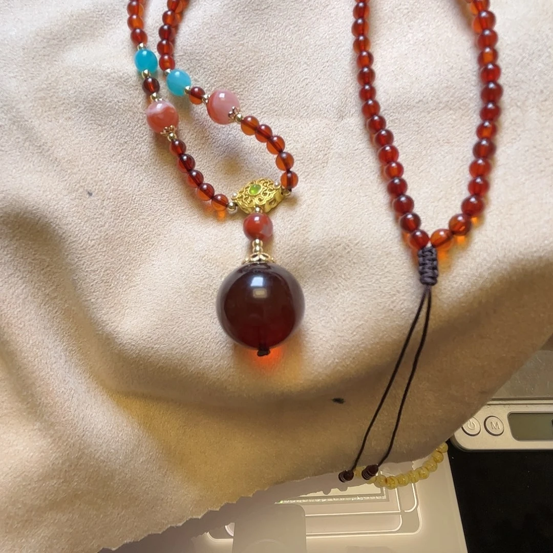 琥珀未镶嵌颈饰血珀diy项链