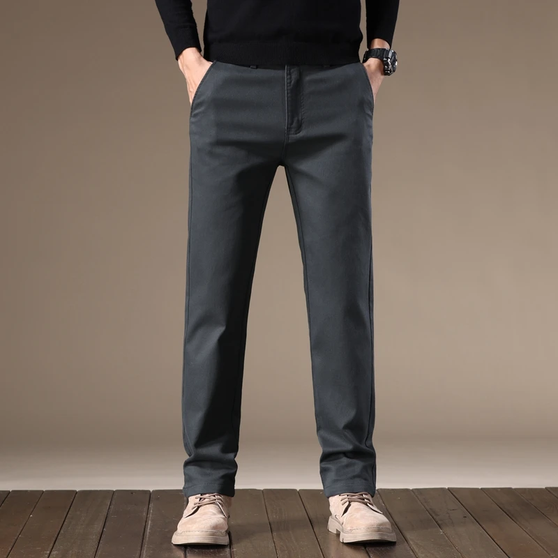 皮尔卡丹-2025春夏新款直筒裤修身时尚百搭简约轻商务休闲裤-3015