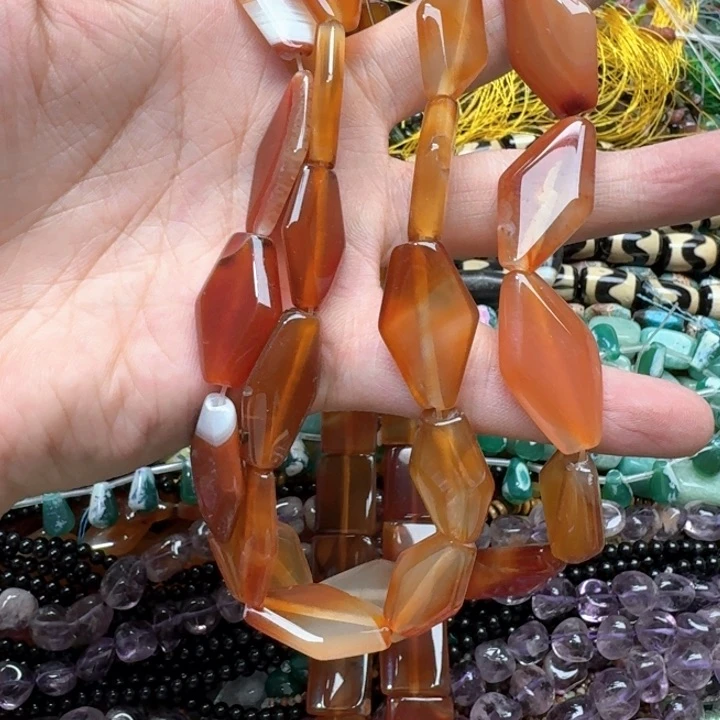 合金玛瑙/玉髓珠宝半成品一条16x30mm个别有瑕红玛瑙