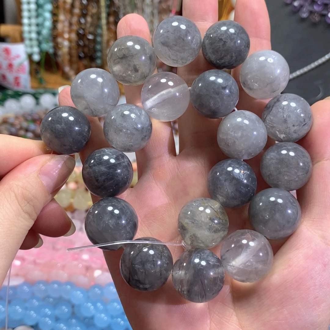 未镶嵌玛瑙/玉髓珠宝半成品烟晶一条卡20mm
