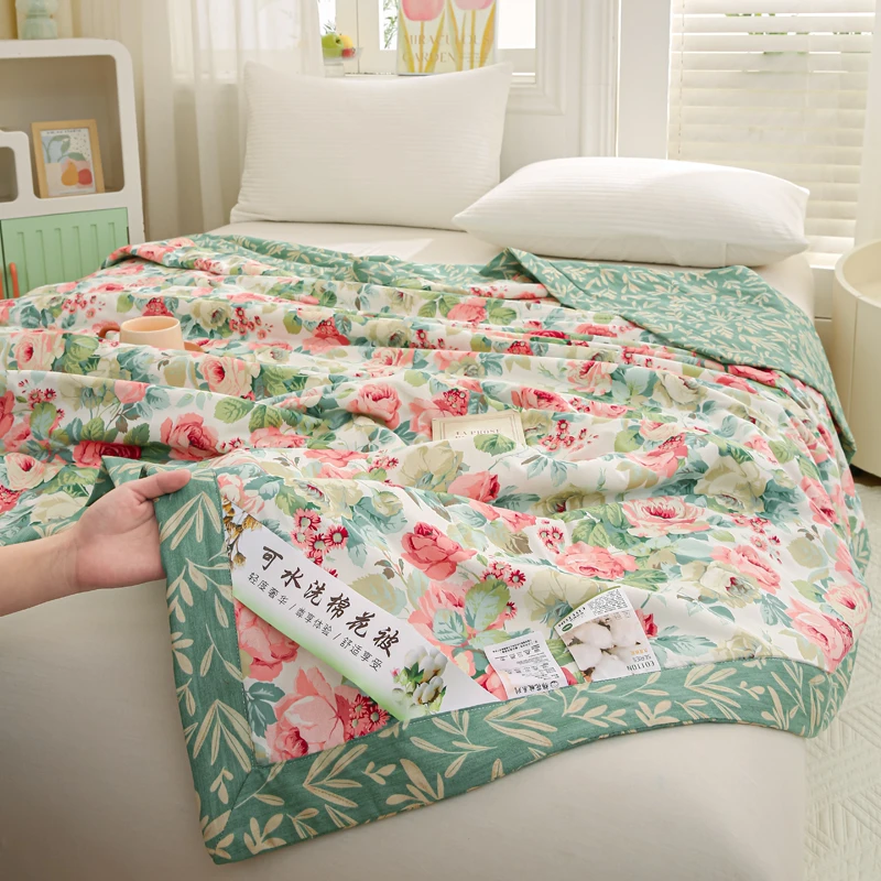 小清新里外全棉棉花被夏凉被纯棉夏被空调被春秋被机洗双人夏凉被