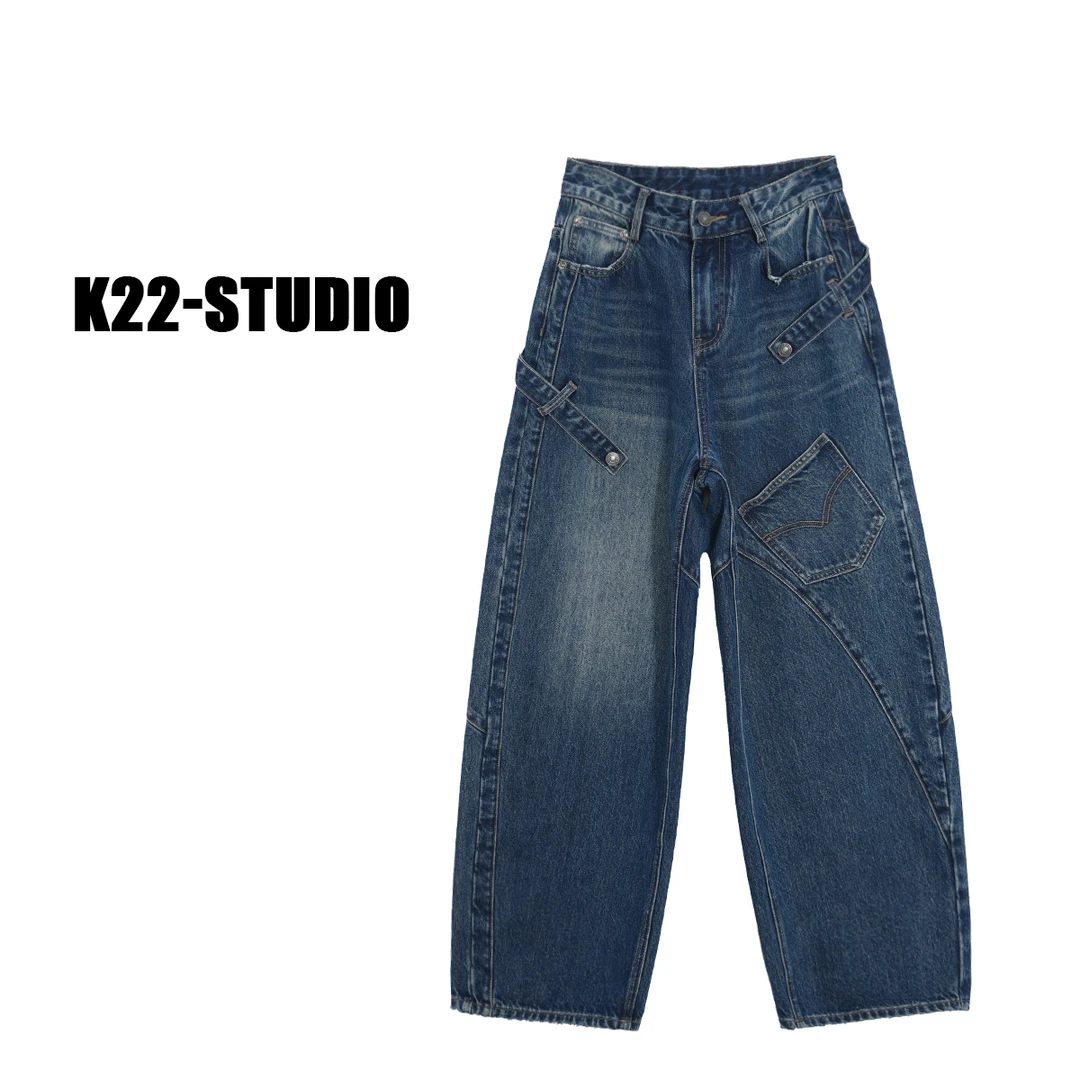 K22｜“赛博铆钉 ”轻奢牛仔没有中间商-弯刀堆堆裤