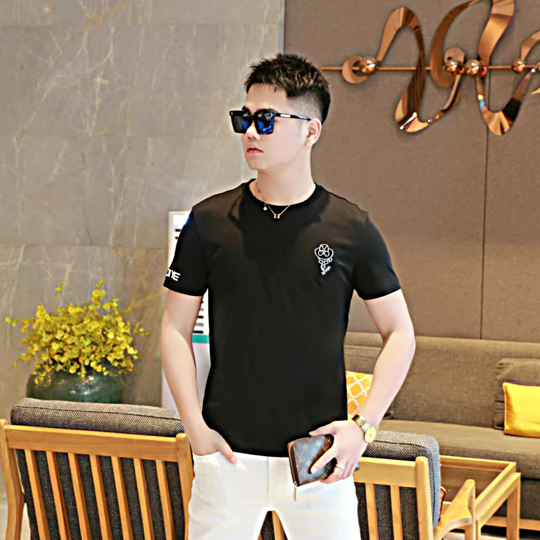 【KAER】2025夏季新品时尚大方T恤圆领男士高端时尚欧货潮流男装