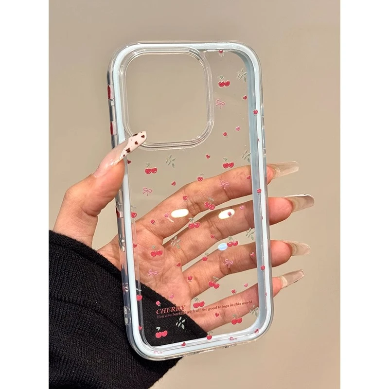 满屏红色小樱桃iPhone16手机壳适用苹果15/14/13promax二合一新款