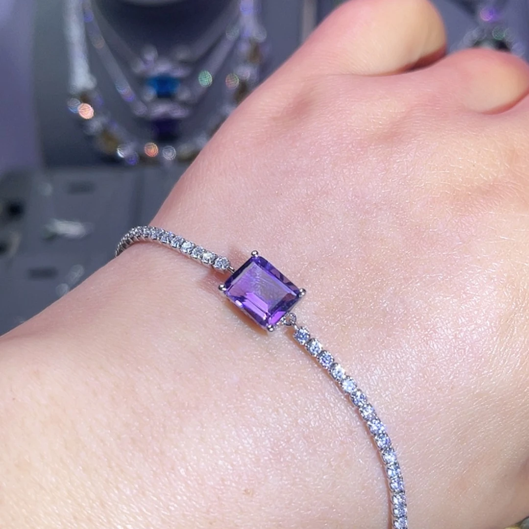 【闪购商品】紫晶手链银S925镶嵌手链