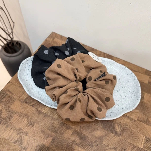 韩国发饰复古简约设计头饰头圈高级感时尚洋气波点低马尾大肠发圈