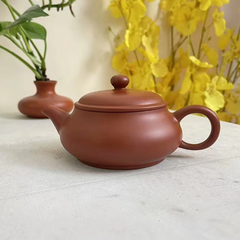 潮州原矿朱泥薄胎明炉手拉壶泡茶壶冲茶壶小品工夫茶壶120CC
