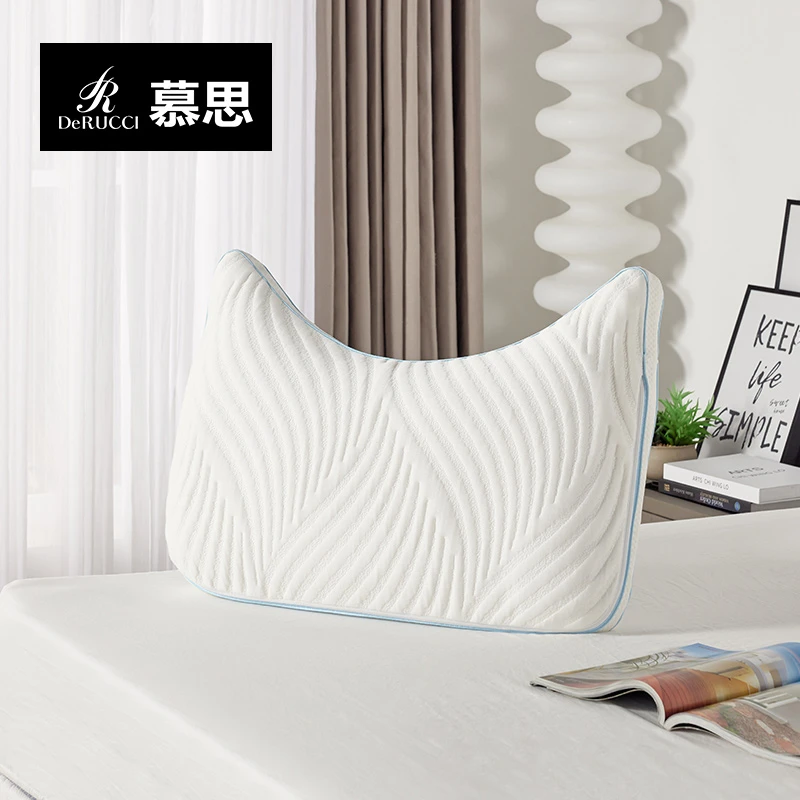 慕思乳胶弹簧鹅绒枕头助护颈椎睡眠侧睡专用枕芯月亮枕PCW1-116