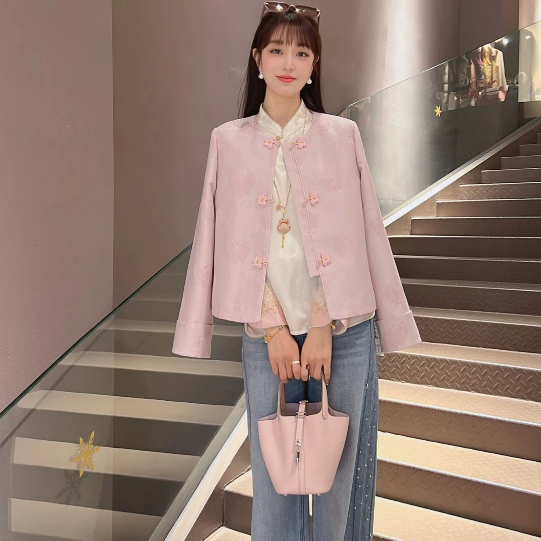 《秀秀定制》时尚新中式提花正肩中国风外套7270