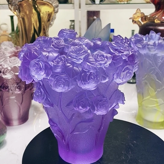 琉璃高度21厘米古法琉璃花器