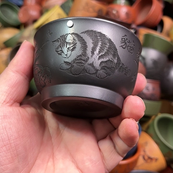 紫砂茶杯全手工紫砂主人杯