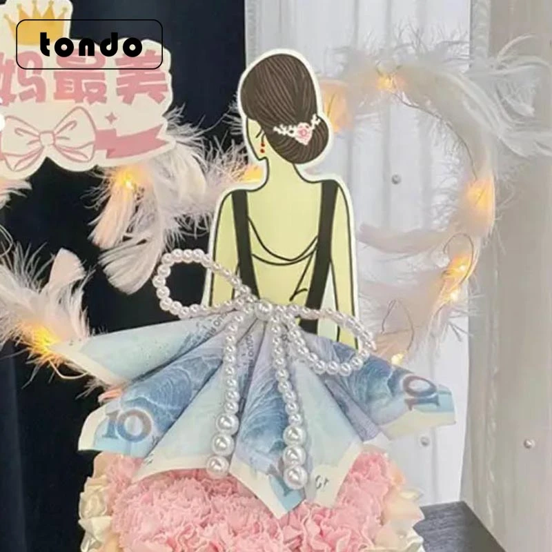 （母亲节爆款）公主裙卡片有钱花束包装材料手工diy装饰卡片送妈妈